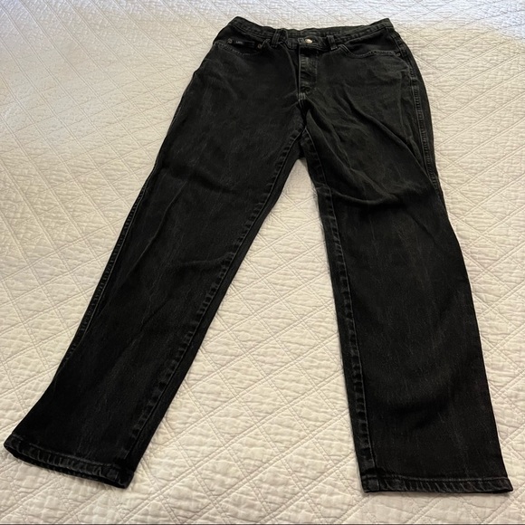 Vintage Lee Original black wash denim mom jeans 16 - Picture 2 of 9